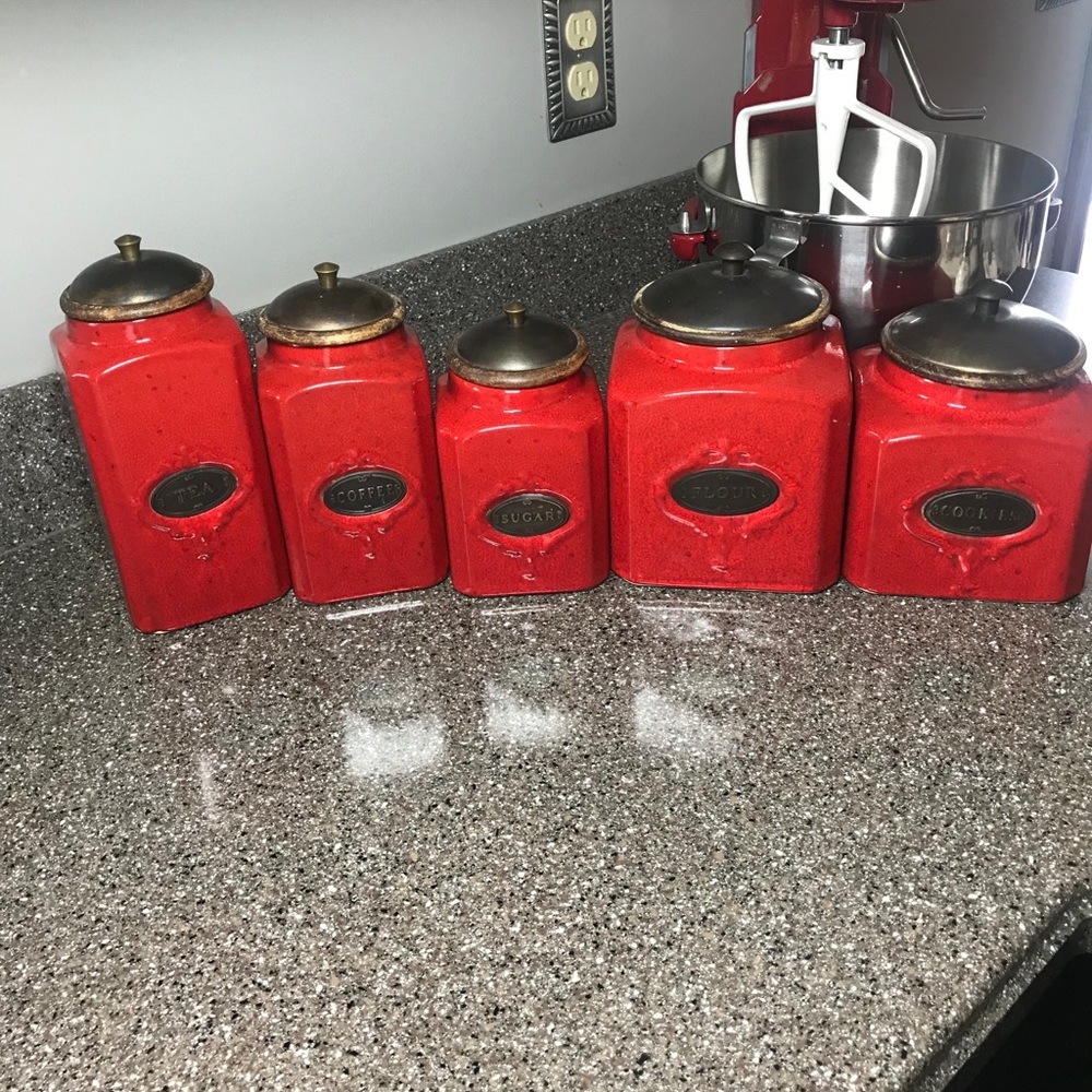 Red Ceramic Canisters 5
